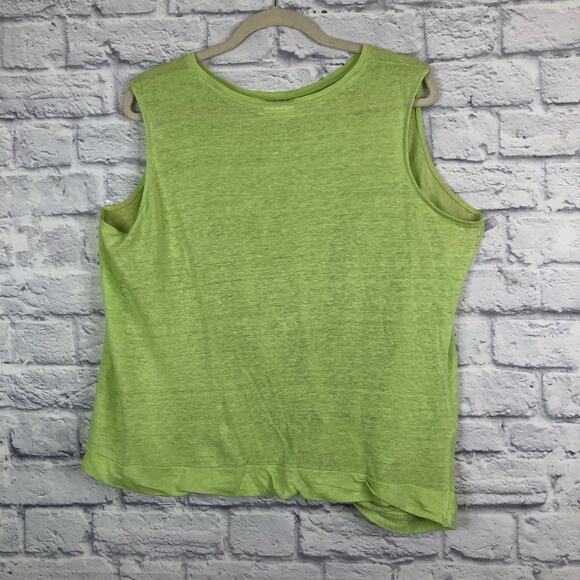 J.Jill Love Linen Lime Green Sleeveless Top Plus 1X - Picture 3 of 6